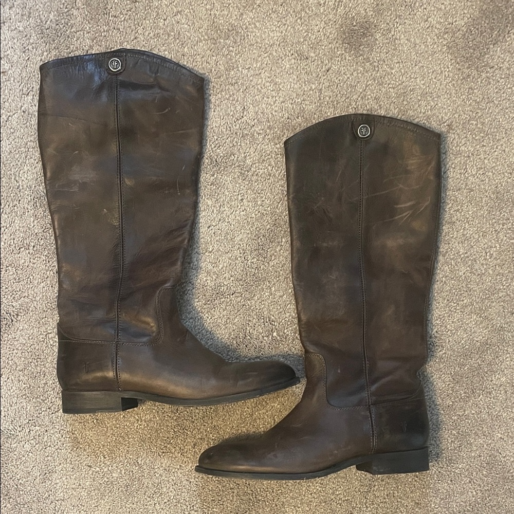 Frye Dark Brown Tall Leather Riding Boots